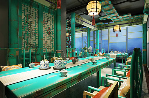 九茶會中式設計茶樓|翡翠碧色下的閑茶時光