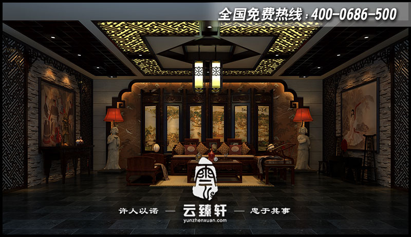 中式茶室空間效果圖
